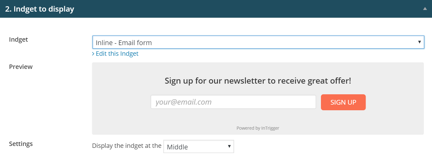 intrigger plugin - email form